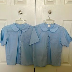 Girls Light Blue Peter Pan Blouses NWOT Size Medium